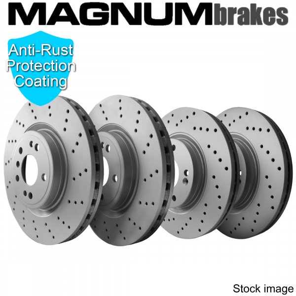 MagnumBrakes Front & Rear Cross Drilled Brake Rotors for 2009 Ponitac Vibe Base 2.4L